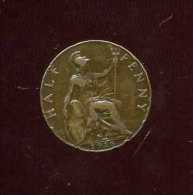 - MONNAIE GRANDE BRETAGNE 1902/71 . 1/2 P. 1916 . - C. 1/2 Penny