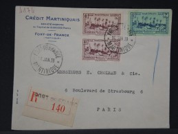 FRANCE - MARTINIQUE LETTRE EN RECOMMANDEE DE FORT DE FRANCE POUR PARIS EN 1939  A VOIR  LOT P3345 - Briefe U. Dokumente