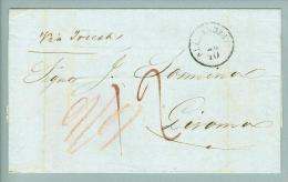 Afrika  Aegypten österr.Post Alexandria 1854-10-19 über Triest Nach Livorno - Levante-Marken