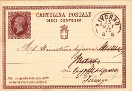 Postkarte 1874 Filagrano C 1 Von "Livorno" Nach Firenze  (z146) - Interi Postali