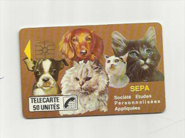 TELE CARTE / SEPA STE ETUDES PERSONNALISEES APPLIQUEES / TETES CHIEN ET CHAT / TIRAGE 1000 EX - Gettoni