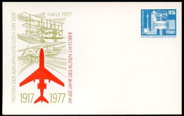 DDR PP17 C2/007a Privat-Postkarte FLUGZEUGE AEROPHILATELISTEN Halle 1977  NGK 4,00 € - Privé Postkaarten - Ongebruikt