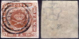 Danimarca-F0012 - 1858 - Y&T: N. 8 (o) - Privo Di Difetti Occulti. - Used Stamps