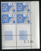 Bloc De 4 Timbres** De 1984  "1,47 - Préoblitéré" Avec Date 2. 3 .84 - Préoblitérés