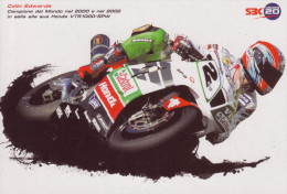 87-Motoiclismo-Colin Edwards-Campione Mondo 2000 E 2002-Honda VTR 1000-SPW-Promocard 7477 - Motorcycle Sport