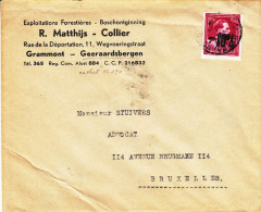 Belgique - Lettre Avec Timbre Léopold III ° - Moins 10% - Oblitération Grammont - Exploitations Forestières - 1946 -10 %