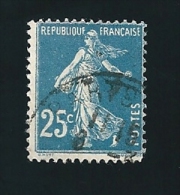 N° 140 Semeuse Fond Plein Bleu France Oblitéré 1907(variété Arrondi Du 5 ) - Gebraucht