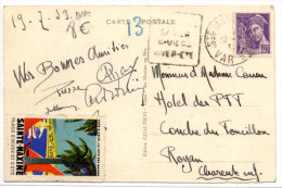 1939 - CP De SAINT MAXIMIE SUR MER (VAR) Avec VIGNETTE "SAINT MAXIME / PLAGE D'HIVER ET D'ETE" - Ohne Zuordnung