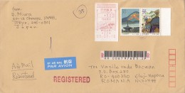 1649FM- AMOUNT 500 RED MACHINE STAMPS, KYOTO TRADITIONAL EVENTS, STAMPS ON REGISTERED COVER, 2010, JAPAN - Brieven En Documenten