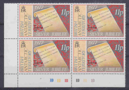 British Antarctic Territory 1977 Silver Jubilee 11p Value Bl Of 4 Wmk Cronw To Right Of CA ** Mnh (20951) - Ungebraucht