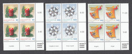 Suiza / Switzerland 2010 - Michel 2183-2185 - Blocks Of 4  ** MNH - Unused Stamps