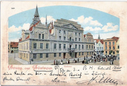 Gruss Aus Güstrow Rathaus Vornehm Gekleidete Bürger Versammeln Sich 5.7.1902 Gelaufen - Güstrow