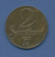 Lettland 2 Santimi 1926 Staatswappen KM 2 (m1078) - Latvia