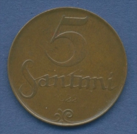 Lettland 5 Santimi 1922 Staatswappen KM 3 (m1077) - Latvia