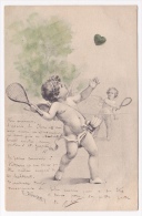 Carte Illustrée Par E Döcker - Les Anges Jouent Au Tennis Avec Un Coeur Comme Balle - Circulé 1909, Colorisée - Doecker, E.
