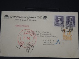 ESPAGNE- LETTRE DES PARAMOUNT FILMS S.A. DE BARCELONE POUR LA FRANCE EN RECO AVEC CENSURE MILITAIRE  1939   LOT P3440 - Nationalists Censor Marks