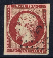 France: 1859 Yv Nr 17 A  Carmin Used Obl - 1853-1860 Napoleon III