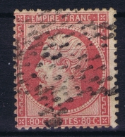 France: 1862 Yv Nr 24 A Rose Foncé  Used Obl - 1862 Napoléon III