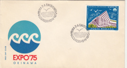 1703FM- OKINAWA PHILATELIC EXHIBITION, COVER FDC, 1975, ROMANIA - FDC