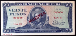 Cuba, Billete MUESTRA, VEINTE PESOS (SPECIMEN) 1983, Gem-UNC. - Kuba