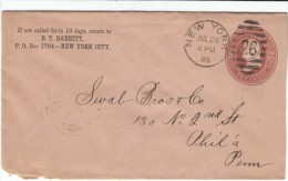 Sc #U281 2-cent Postal Stationery Envelope 1885 Issue Used, Nice Soap Powder Advertising On Back - ...-1900