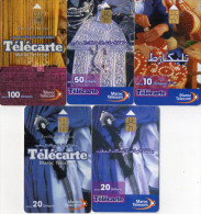 TELECARTES  MAROC  10/20/20/50/100 Dirhams  (lot De 5) - Maroc