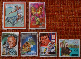 Guinee 1992 (6) Overprint Surcharge Barcelona Olympics Space Skiing Scout Butterfly Coubertin A 9,50 Euro - Ete 1992: Barcelone