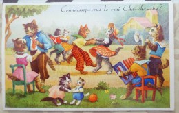 CP LITHO Illustrateur M.B. N° 2215 Grand Chats Chat Humanisé Scene Danse Cha Cha-cha-cha Accordeon Saxo - Dressed Animals