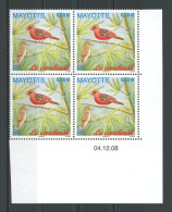 MAYOTTE 2009 N° 221 ** Bloc De 4  Coin Daté  Neuf = MNH Superbe Faune Oiseaux Birds Le Cardinal Fauna Animaux - Ongebruikt