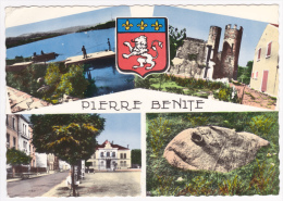 Pierre Benite - Multivue 4 Vues Et Blason ( Le Rhône, La Tour, La Place, La Pierre Bénite) Circulé 1968 - Pierre Benite