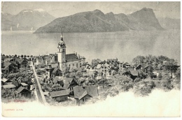 Delcampe - CPA Schweiz/Suisse: Vitznau - Kirche Und Aussicht Vierwaldstättersee, 1910, 2 Scans - Vitznau