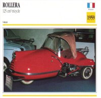 Delcampe - Rollera 125cm Tricycle   - 1959   -  Fiche Technique Moto (Francaise) - Autres & Non Classés