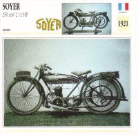 Delcampe - Soyer 250cm 2.5hp   - 1921   -  Fiche Technique Moto (Francaise) - Autres & Non Classés