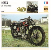 Delcampe - Soyer 350cm S8 Supersport   - 1928   -  Fiche Technique Moto (Francaise) - Autres & Non Classés