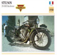 Delcampe - Styl'son 350cm RHE Blackburne   - 1930   -  Fiche Technique Moto (Francaise) - Autres & Non Classés
