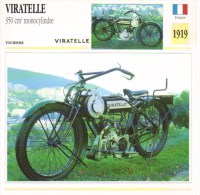 Delcampe - Viratelle 350cm Monocylindre   - 1919   -  Fiche Technique Moto (Francaise) - Autres & Non Classés