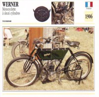 Delcampe - Werner 360cm  Motocyclette à Deux Cylindres   - 1906   -  Fiche Technique Moto (Francaise) - Autres & Non Classés