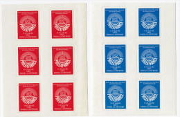 FRANCE -  PHILEXFRANCE 82 Paris CNIT - Erinnophile - Les 2 Blocs De 6 Complets Rouge Et Bleu De Vignettes Autocollantes - Briefmarkenmessen