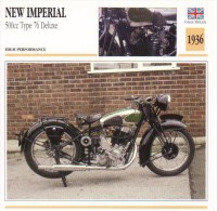 Delcampe - New Imperial 500cm Type 76 Deluxe   - 1936   -  Fiche Technique Moto (Grande-Bretagne) - Autres & Non Classés