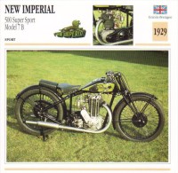 Delcampe - New Imperial 500cm Supersport Model 7B   - 1929   -  Fiche Technique Moto (Grande-Bretagne) - Autres & Non Classés