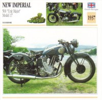 Delcampe - New Imperial 500cm 'Unit Major' Model 17   - 1937   -  Fiche Technique Moto (Grande-Bretagne) - Autres & Non Classés