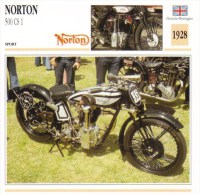 Delcampe - Norton 500cm CS1   - 1928   -  Fiche Technique Moto (Grande-Bretagne) - Autres & Non Classés