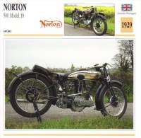 Delcampe - Norton 500cm Model 18   - 1929   -  Fiche Technique Moto (Grande-Bretagne) - Autres & Non Classés
