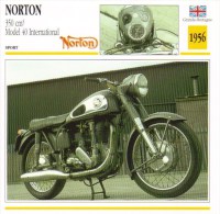 Delcampe - Norton 350cm Model 40 International   - 1956   -  Fiche Technique Moto (Grande-Bretagne) - Autres & Non Classés