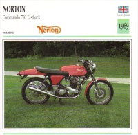 Delcampe - Norton 750cm Commando Fastback   - 1969   -  Fiche Technique Moto (Grande-Bretagne) - Autres & Non Classés