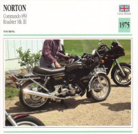 Delcampe - Norton 850cm Commando Roadster Mk.III   - 1975   -  Fiche Technique Moto (Grande-Bretagne) - Autres & Non Classés