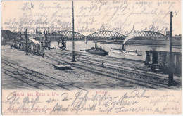 Gruss Aus Riesa Elbe Brücke Hafen Bahn Anschluß Gleis Dampflok 2.7.1907 Nachverwendet Ungeteilte Rückseite 1905 Oder Frü - Riesa
