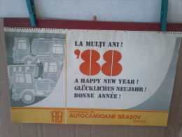 Romanian Big Calendar - 1988 Autocamioane Brasov - Truck Plant Brasov - Tamaño Grande : 1981-90