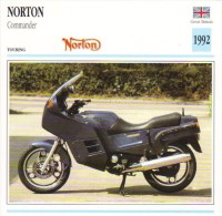 Delcampe - Norton Rotary Commander   - 1992   -  Fiche Technique Moto (Grande-Bretagne) - Autres & Non Classés