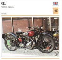 Delcampe - OEC 500cm Moteur  Matchless   - 1937   -  Fiche Technique Moto (Grande-Bretagne) - Autres & Non Classés